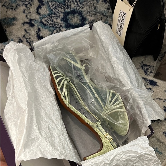 Ralph Lauren Piper Celadon Lizard Strappy Sandals NIB w/dustie + extra heel  tap - Picture 12 of 14